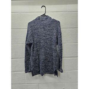 Gap Women's Turtleneck Chunky Marled Sweater Tunic Small Blue